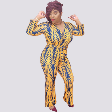 SHE'S PURPOSE BLUE AND GOLD JUMPSUIT