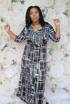 LIMITLESS BLACK AND WHITE MAXI DRESS WITH BELT