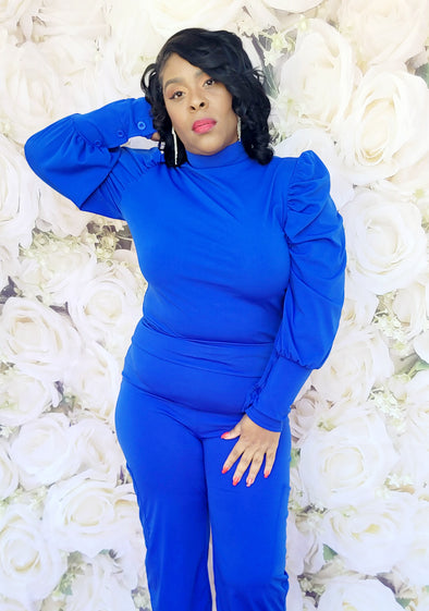 BLAZIN BLUE LONG SLEEVE TURTLENECK PANTS SET