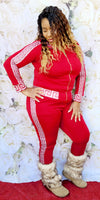 DESIGNER PRINT SWEATSUIT WITH ZIPPER