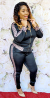 DESIGNER PRINT SWEATSUIT WITH ZIPPER