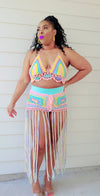 SEXY SIZZLING CROTCHET BRA AND SKIRT SET IN BABY PINK/YELLOW/MINT