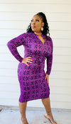 LOVE ME PURPLE SEXY FITTED DRESS WITH BELT