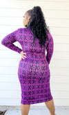 LOVE ME PURPLE SEXY FITTED DRESS WITH BELT