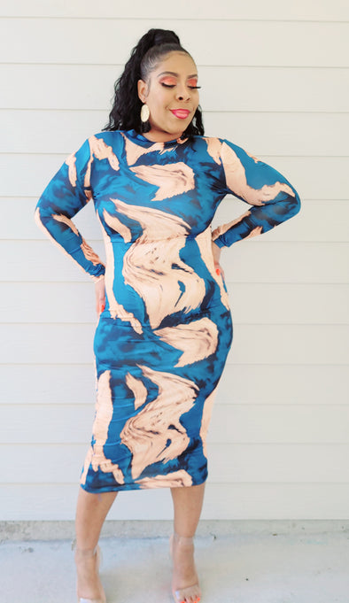 BLUE SANDS FITTED DRESS