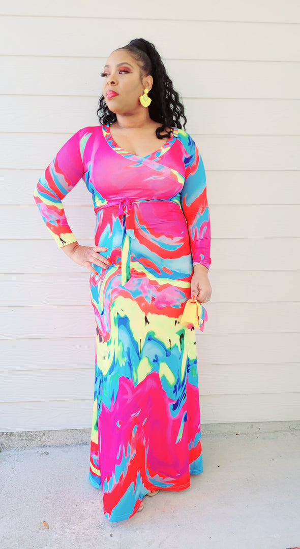 PINK PASSIONS MAXI DRESS WITH BELT