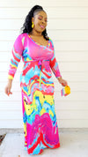 PINK PASSIONS MAXI DRESS WITH BELT