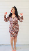 WILD CHEETAH ZIPPER DRESS WITH BELT