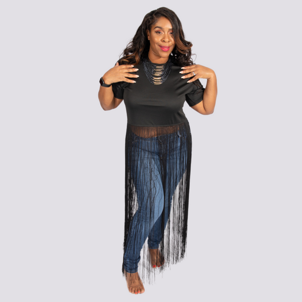 PURPOSE 365 BLACK TASSEL SHIRT